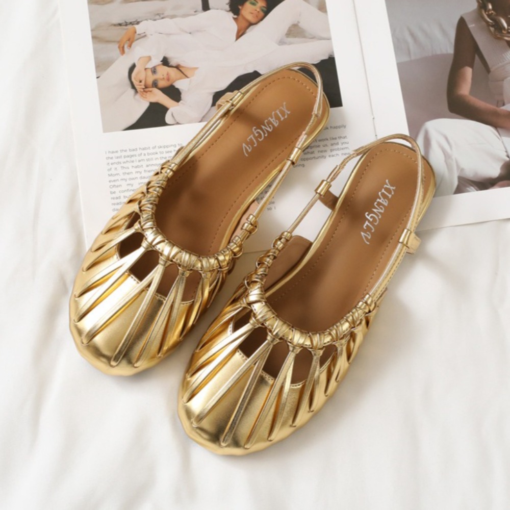 Women Bags And Shoes - صنادل نسائية مسطحة جديدة للصيف، بتصميم