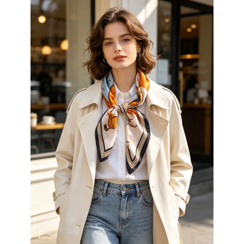 Women'S Retro Bags - وشاح مربع فاخر من حرير التوت
