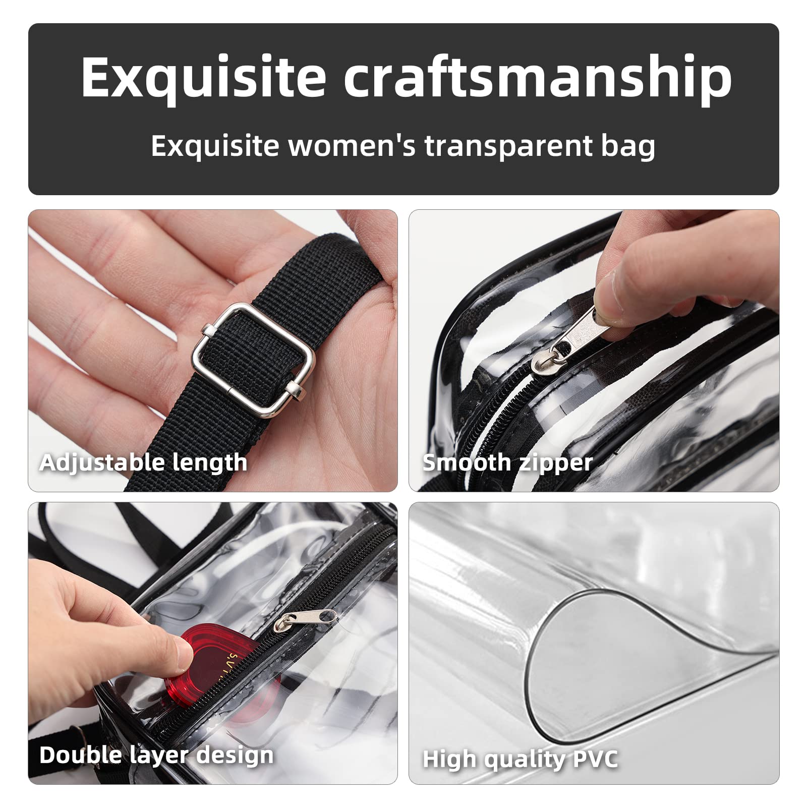 1-10 قطع حقيبة كروس بودي شفافة - مراجعة Women'S Crossbody Bags وسعره