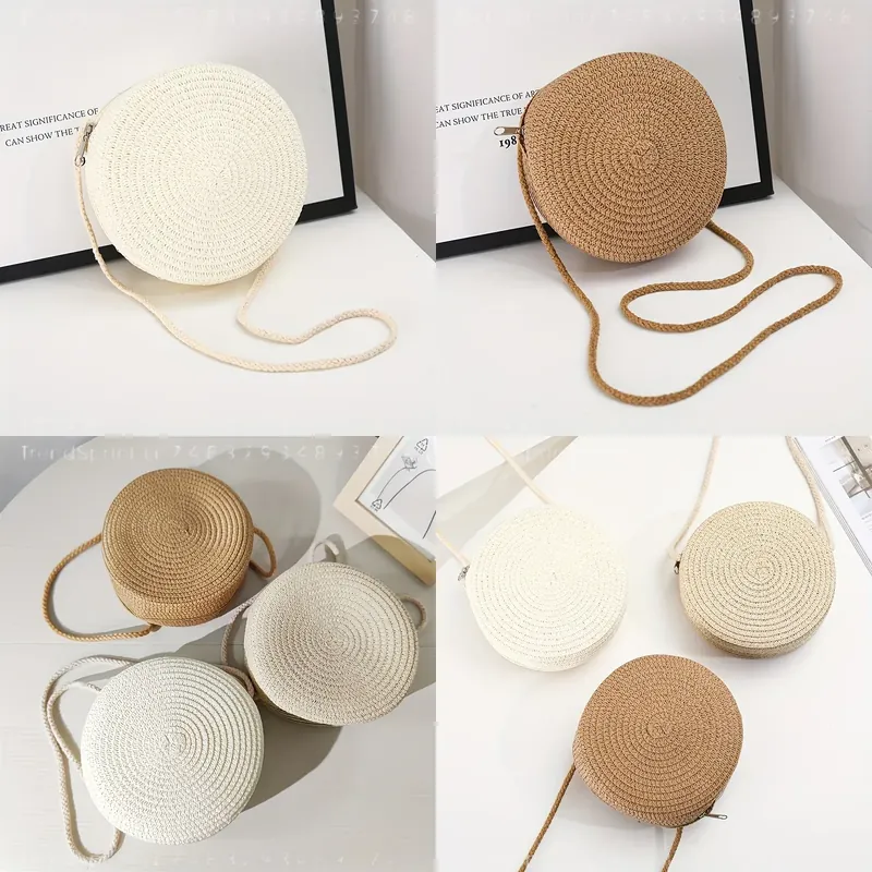 حقيبة كتف دائرية منسوجة من الر - مراجعة Women'S Crossbody Bags وسعره