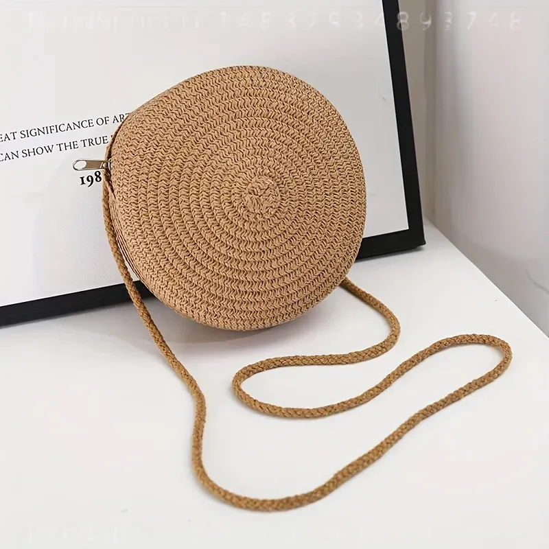 حقيبة كتف دائرية منسوجة من الر - مراجعة Women'S Crossbody Bags وسعره