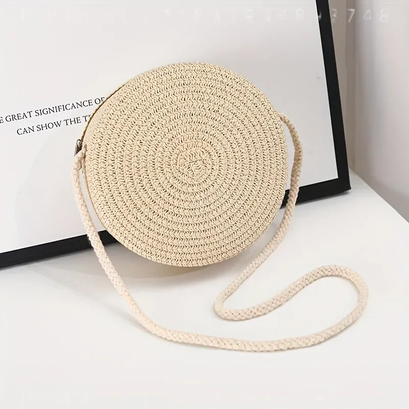 حقيبة كتف دائرية منسوجة من الر - مراجعة Women'S Crossbody Bags وسعره